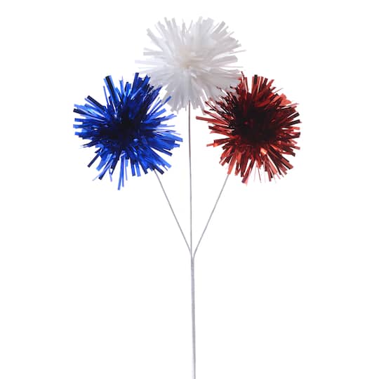 Red, White &#x26; Blue Pom Pom Pick by Celebrate It&#x2122;